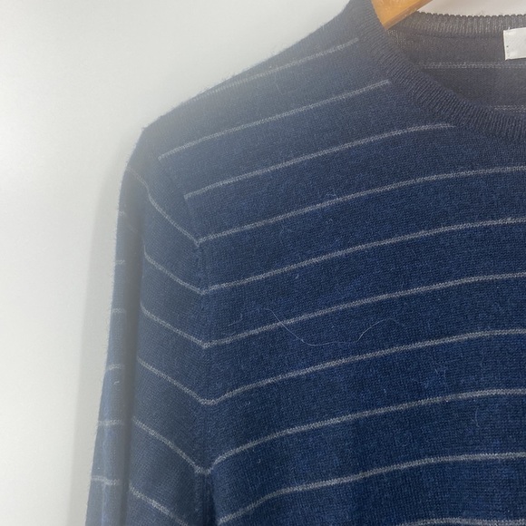 Calvin Klein Marino wool blend knit navy blue striped long sleeved sweater - Picture 5 of 15
